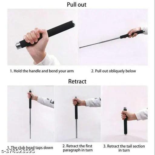 Self Defence Tactical Rod (Heavy Metal and Extandable) Metal Baton Folding Stick