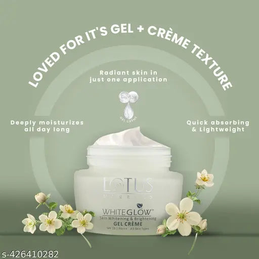 Lotus Herbals Whiteglow Skin Whitening & Brightening Gel Cream SPF 25 Pa +++, 40g