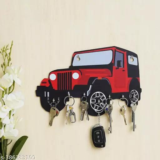 UV Printed Wooden Jeep Key Holder For Home Decor