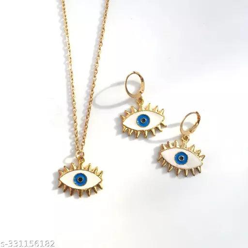 evil eye necklace set necklace and earring set - Springkart 