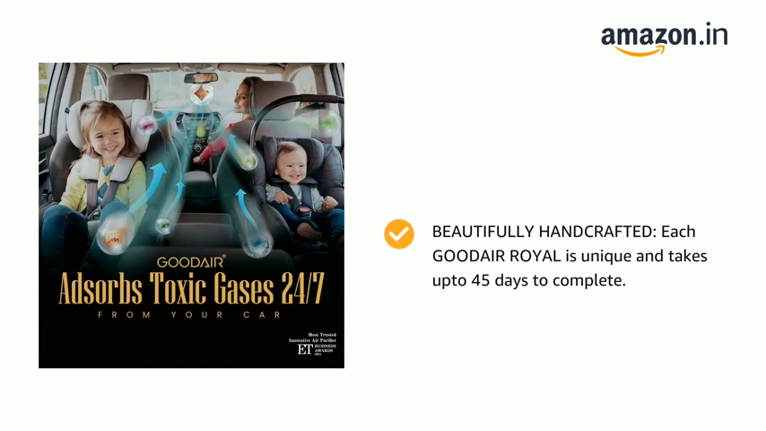 GOODAIR 2.0 Non-Electric Car Air Purifier | 24/7 Purification | Patented Technology | Clinically Proven to Prevent Motion Sickness | Tested & Certified to Absorb Toxic Gases | Romantic Coffee