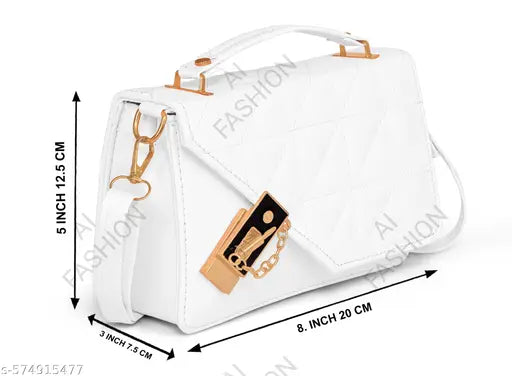 AI FASHION Women's PU Hand Bag Shoulder Bag Sling Bag | Ethereal Design | Adjustable Strap | Embellished With Strap Perfect For Party Travel Or Daily Use For Girl And Women