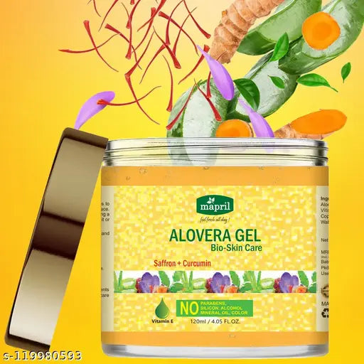 Aloe Vera Gel with Saffron & Curcumin | For All Skin & Hair Types | 120ml - Springkart 