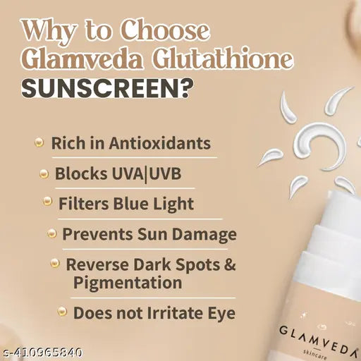 Glamveda Glutathione & Vitamin C Sunscreen SPF 50 Pa+++ 50gm - Springkart 