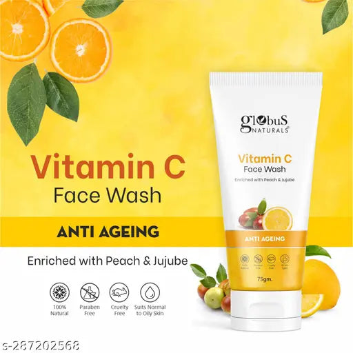 Globus Naturals Face Care Combo -Kesar Chandan, Vitamin C, Lavender, Face Wash 75 gm Each (pack of 3)