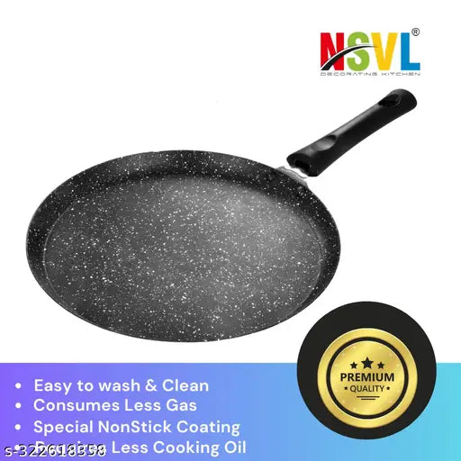 NSVL Non-Stick Dosa Tawa | Granite Finish | PFOA Free | High Temperature Resistant Exterior Coating , 2.4 mm Thickness with Triple Riveted Bakelite Handle