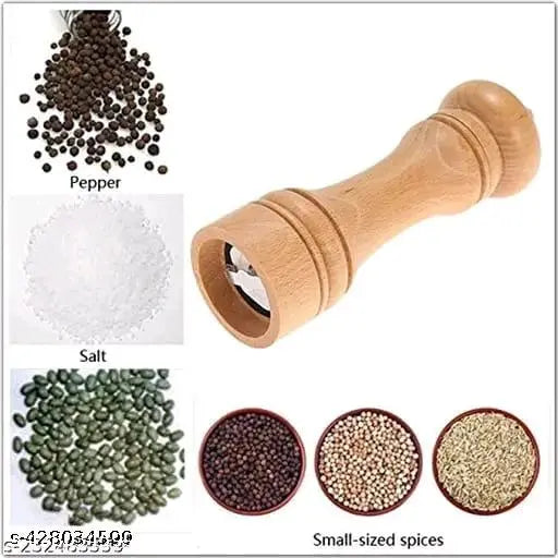 Manual Wooden Salt Pepper Grinder Mill Traditional Salt & Spice Storage Mixer Grinder (5 Inch, Multicolour)