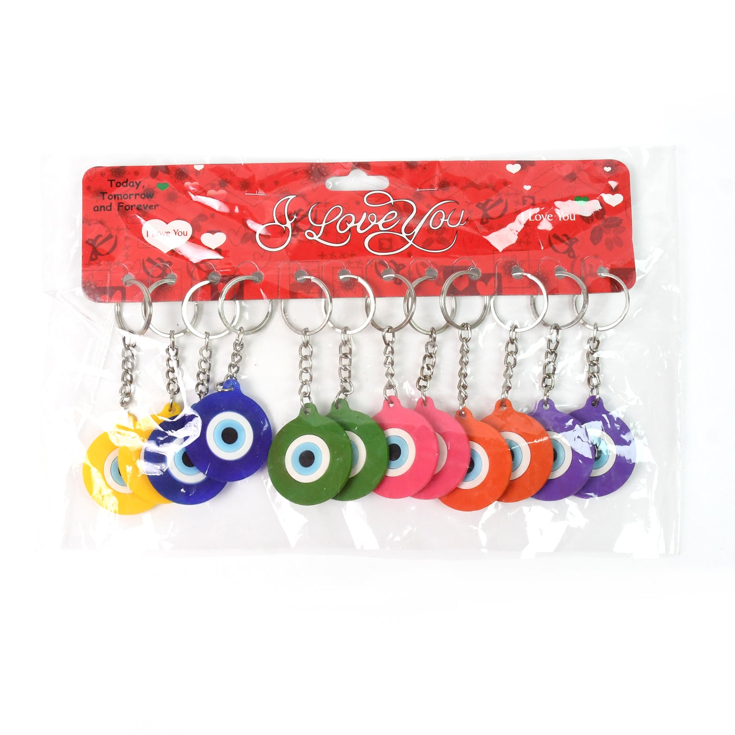 Evil Eye Rubber Silicone Keychain (12 Pcs Set Mix Color) - Springkart 