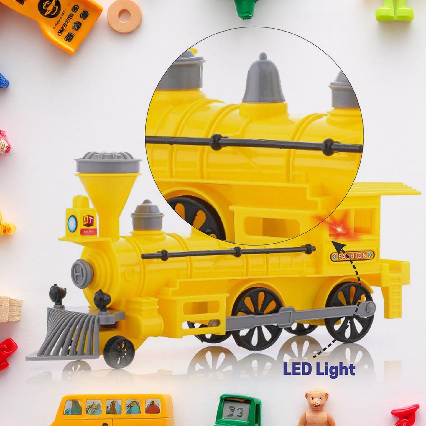 Pull And Go Train With Light Plastic String Pull Back Train (1 Pc Mix Color) - Springkart 
