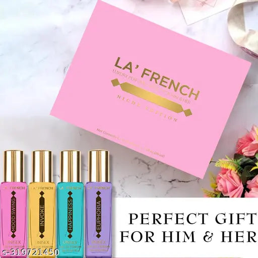 La French Luxury Perfumes Gift Set - 4x20ml (Euphoria, Happiness, Invoke, Mood Swing) for Men & Women | Perfect Gift for Him & Her