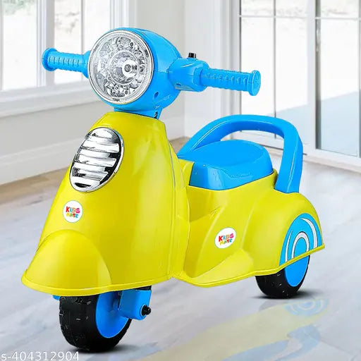 Kidsmate Rhino Push Scooter: A Fun Ride On Experience with Music & Light for Kids | Boys/Girls Age 2-5 Years | Exciting and Safe Outdoor Toy (Yellow/Blue)