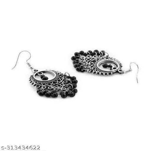 Six pair Combo of Traditional Ethnic Fancy Light Weight Silver Oxidised Jhumki Alloy Hoop Earring - Springkart 