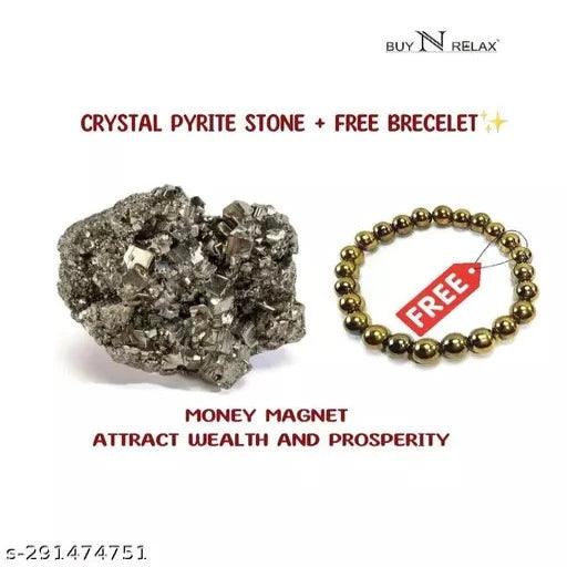 Raw Pyrite Geode Stone For Attracting Money With Free Pyrite Healing Bracelet With Lab Certificate - Springkart 