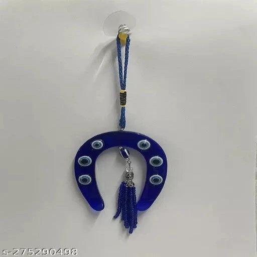 Blue Evil Eye Crystal Vastu Nazar Suraksha Evileye Double Horseshoe Ghode Ki Naal Thread - Springkart 