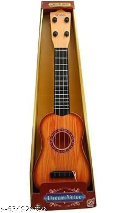 Olifin Light Golden Wooden Colour 4-String Acoustic Guitar Musical Instrument Learning Toy for Kids Mini Guitar Toy(17 Inches)