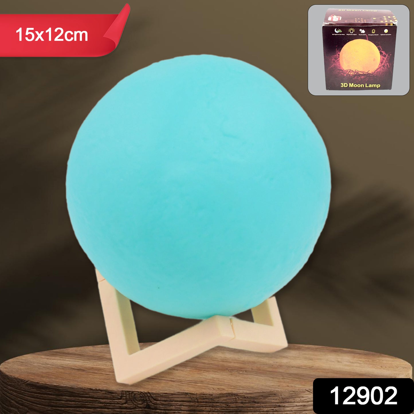 Moon Night Lamp Blue Color With Plastic Stand (15 X12 Cm 1 Pc) - Springkart 
