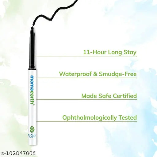 Mamaearth Charcoal Black Long Stay Kajal Black Waterproof,with Vitamin C & Chamomile for 11-Hour Smudge-free Stay - 0.35 gm