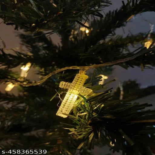 Holy Cross String Lights 20 LED 4 Meter Long for Christmas Decoration (2 Pin Plug, Steady Lights, Warm white) - Springkart 