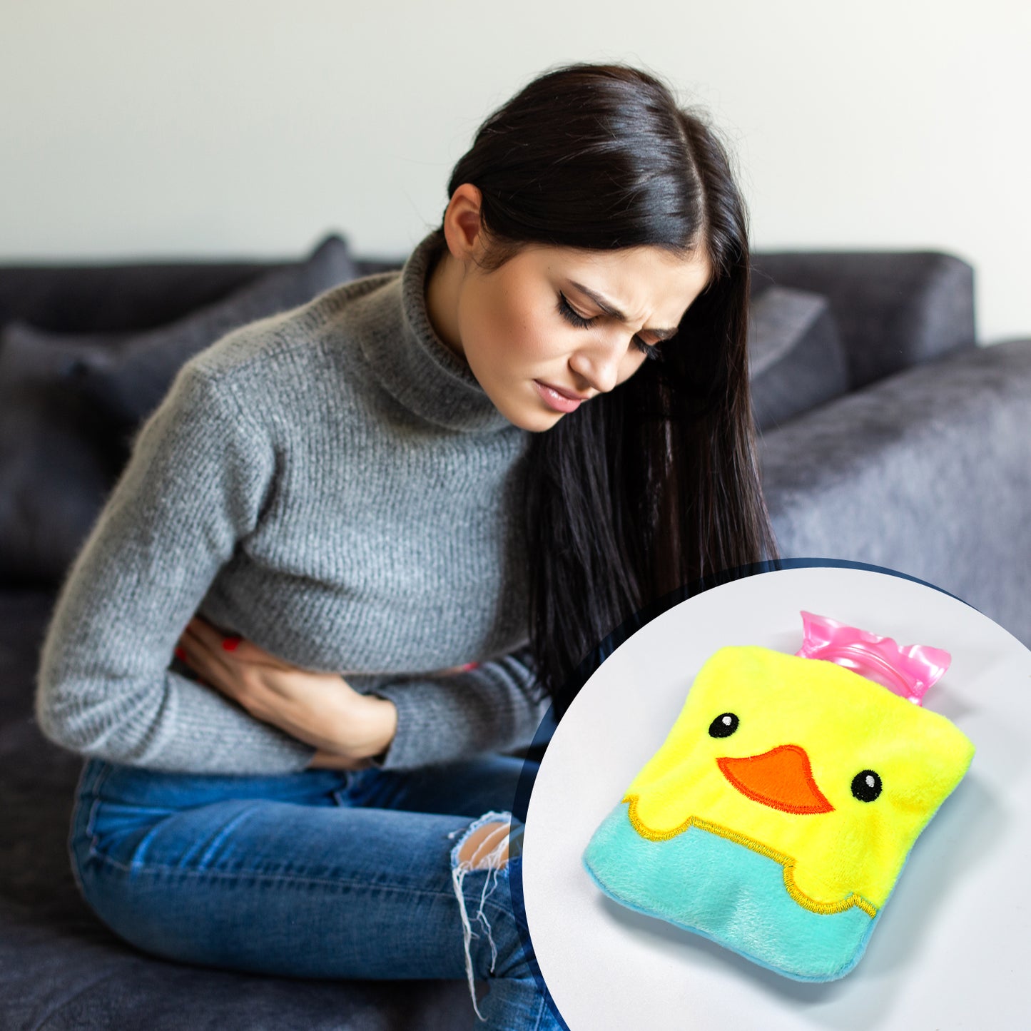 6524 Yellow Duck Design Small Hot Water Bag With Cover For Pain Relief Neck Shoulder Pain And Hand Feet Warmer Menstrual Cramps. - Springkart 