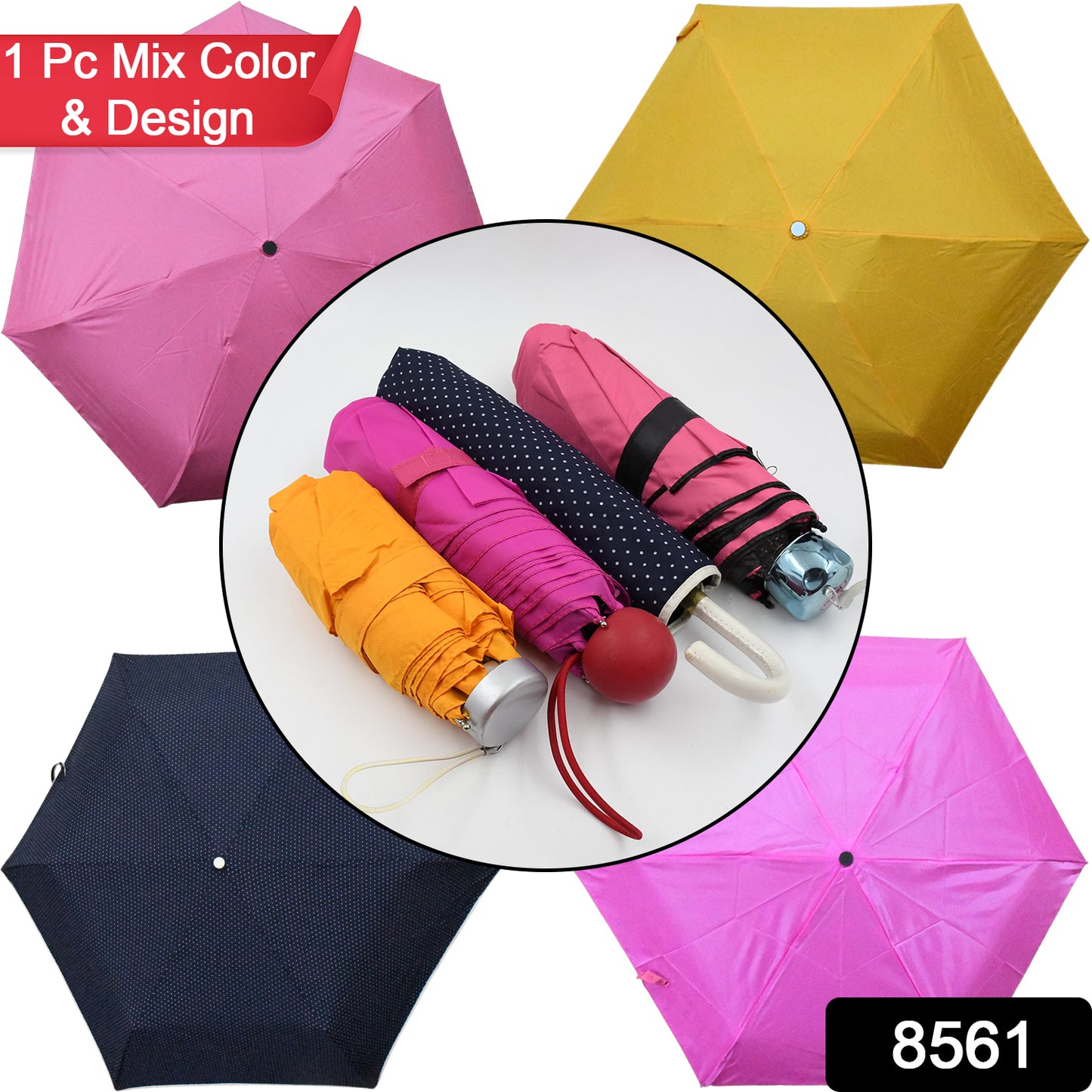 8561 Umbrella Summer Sun And Rain Protectionfoldable Cute Umbrella Uv Protection Rain Sun Umbrella Travel Accessories Umbrella For Children Girls And Boys (1 Pc Mix Color Design) - Springkart 
