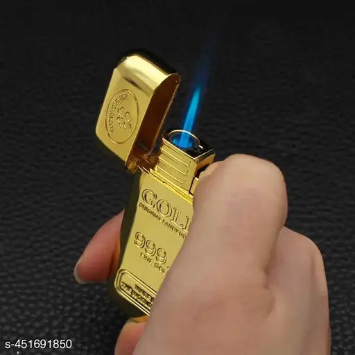 Gold Square bar high Flame Cigarette Pocket Windproof and flameless Lighter