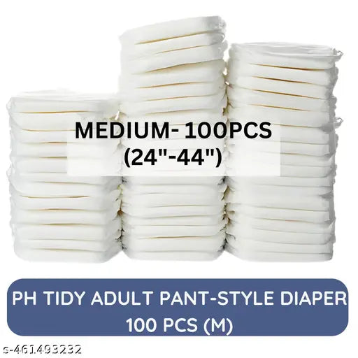 TIDY Pants Style Super Absorbent and Leak Proof | Unisex | Waist Size (24"-44" Inches) Adult Diaper - M (100 Pieces) |Loose Pack