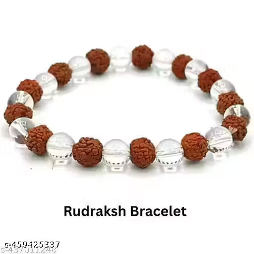Natural Rudraksha Crystal Bracelet for Men Women - Reiki Healing Crystal Vastu Feng Shui for Men Women