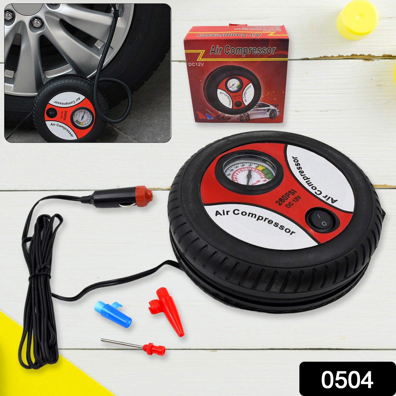 Compressor For Car And Bike 12v 260 Psi Tyre Inflator Air Pump - Springkart 