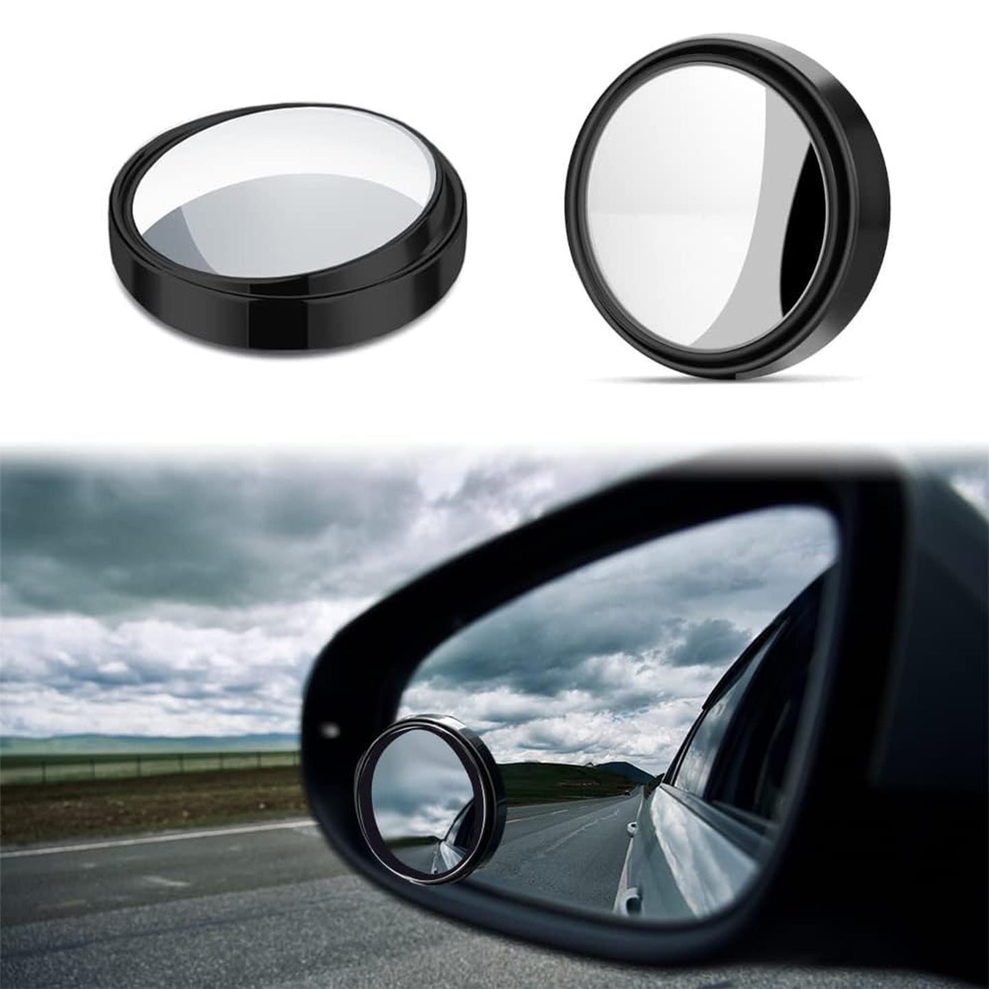 Car Blind Spot Side Mirror Round Hd Glass Blind Spot Mirror Rear View Mirror (2 Pcs Set)