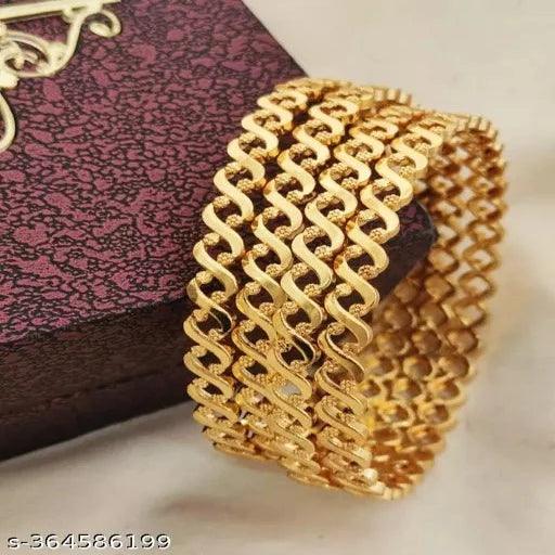 Brass Golden Designer Bangles For Women And Girls - Springkart 