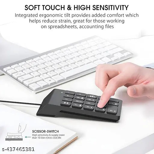USB 2.0 Wired Numeric Keypad Slim Mini Number Pad Digital Keyboard 18 Keys Numpad - Springkart 