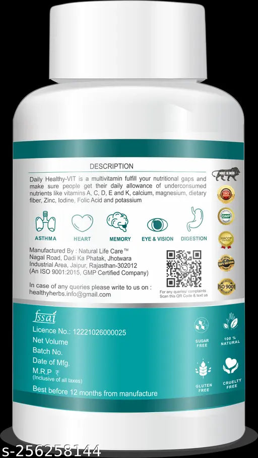 Healthy Herbs Daily Healthy-VIT Multivitamin & Multi-minerals 60 Tablets (Boosts Energy Level & Improve Stress & Tiredness) - Springkart 