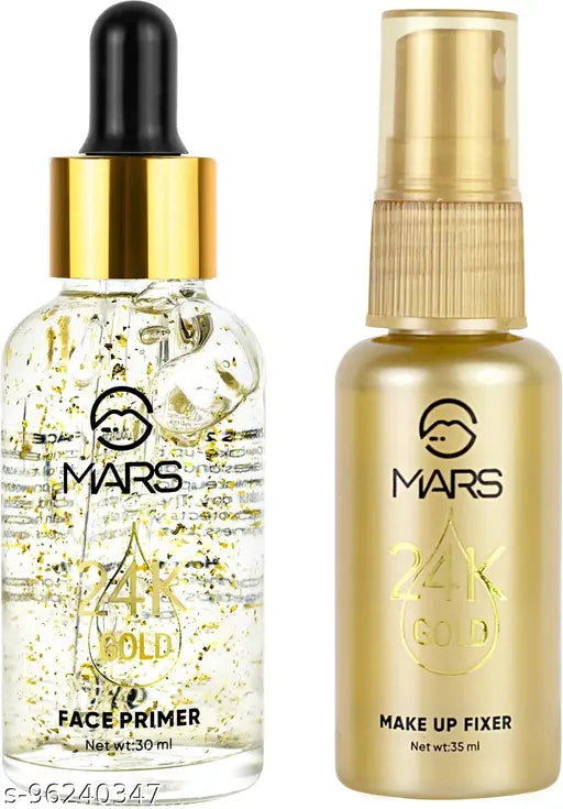 MARS 24K GOLD 2 IN 1 FACE PRIMER & MAKE UP FIXER SET Primer- 65 ml (CLEAR)