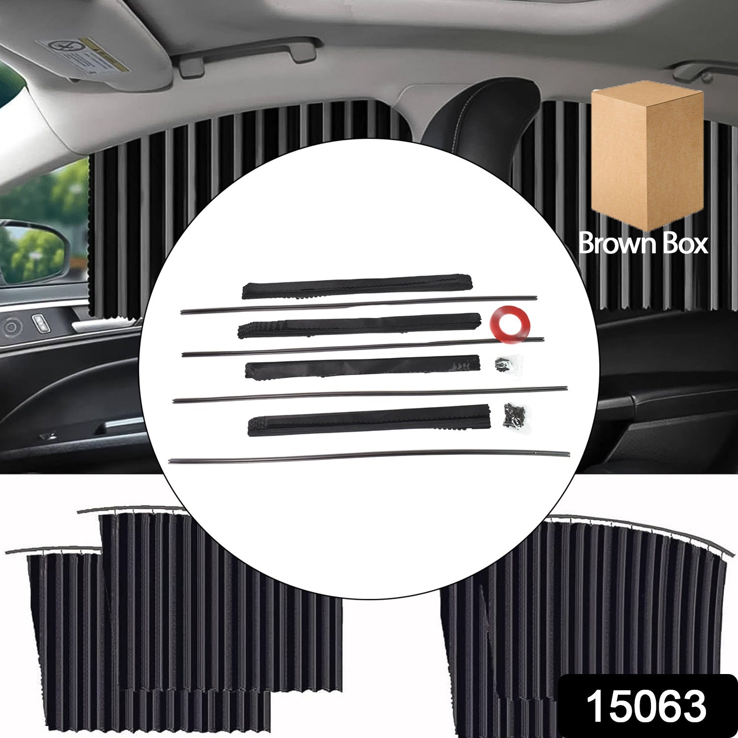 Curtain For Car Window Heat Sunshade Protection (4 Pcs With Curtain Hook Adhesive Tap Set) - Springkart 