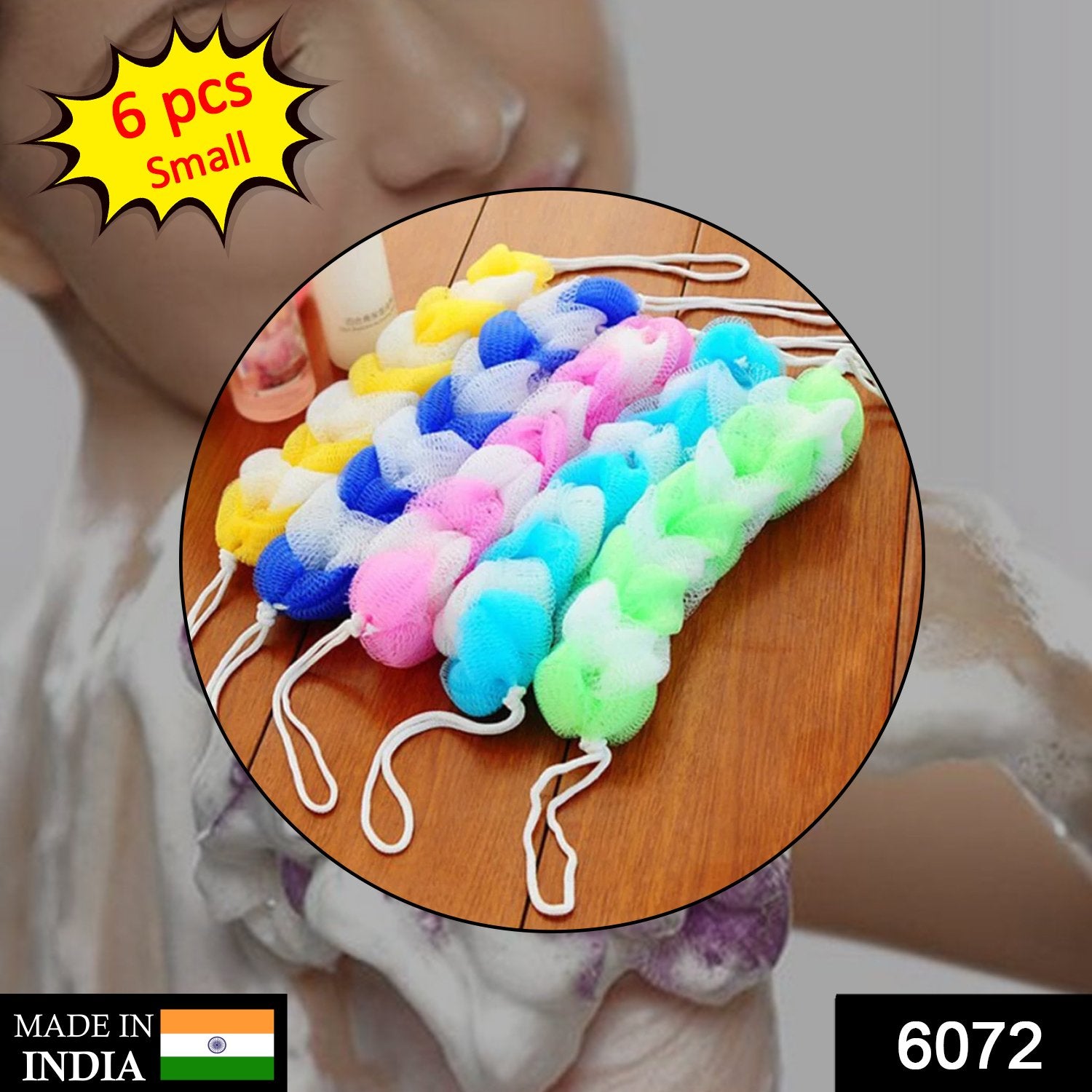 Hanging Bath Shower Long Loofah Sponge Pouf Body Scrubber Small Size (Pack Of 6) - Springkart 