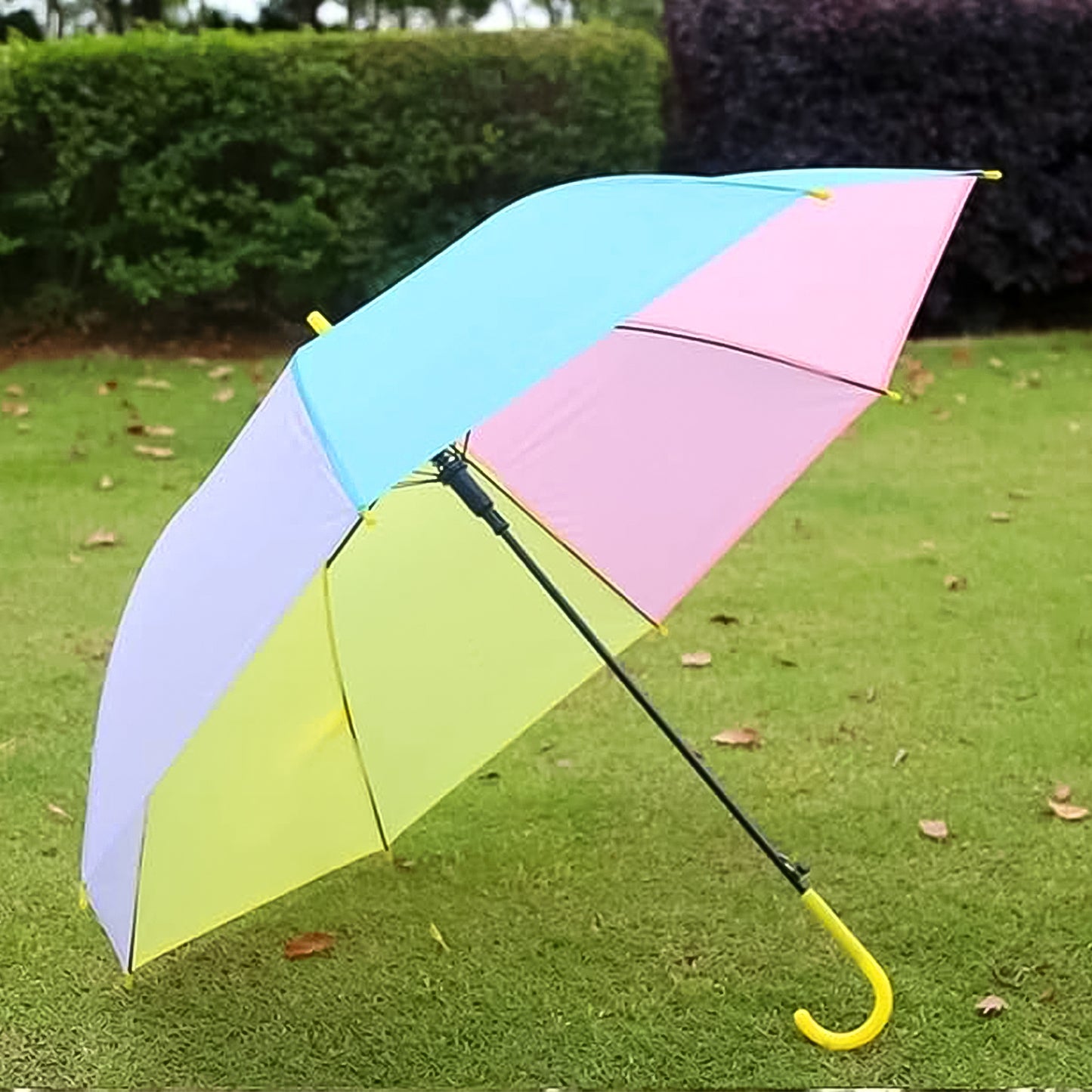 Colorful Rainbow Umbrella Multi-colour J Shaped Handle (1 Pc) - Springkart 