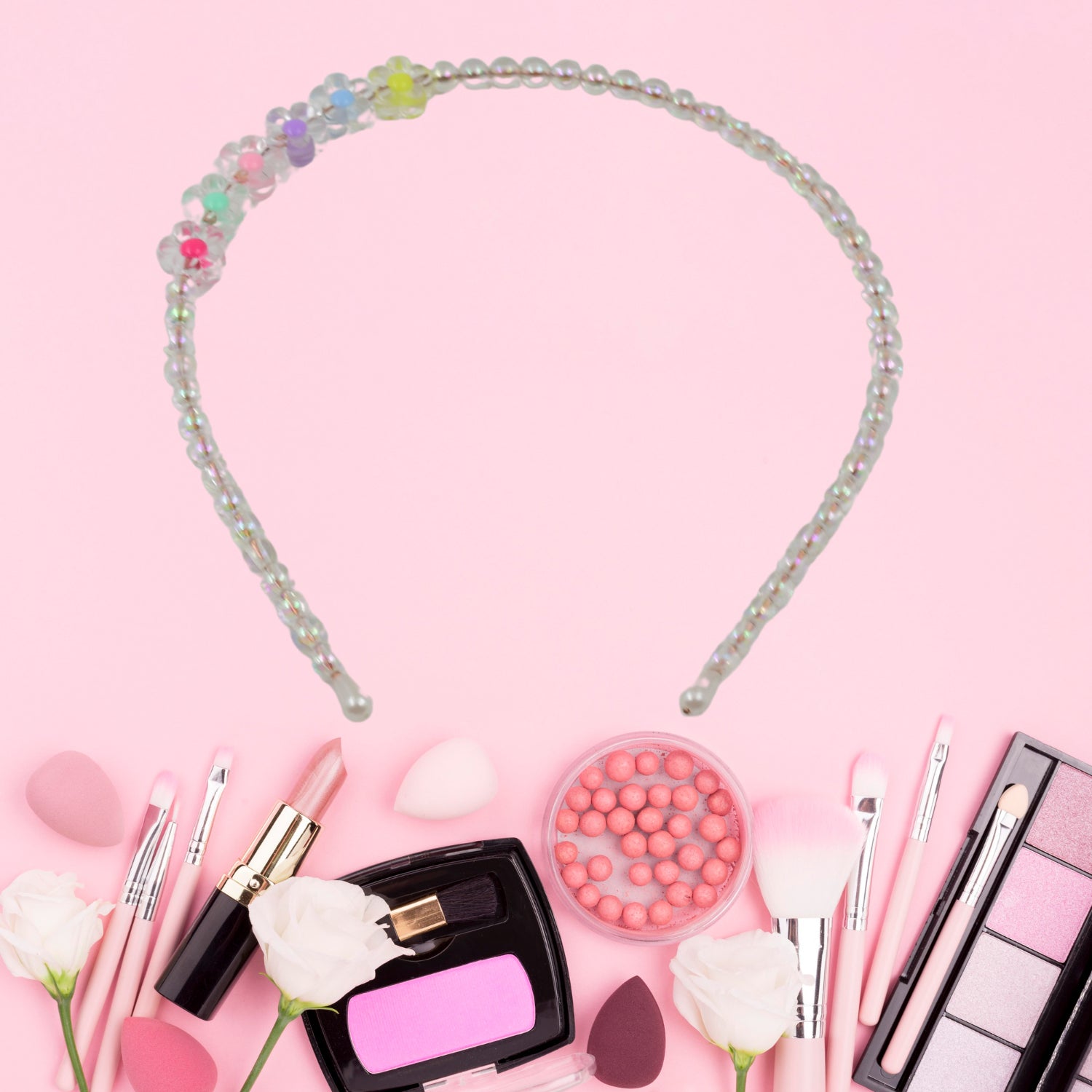 Hair Accessories Metal Handmade Colorful Beads With Pearls Fancy Party Hairband (1 Pc Mix Design) - Springkart 