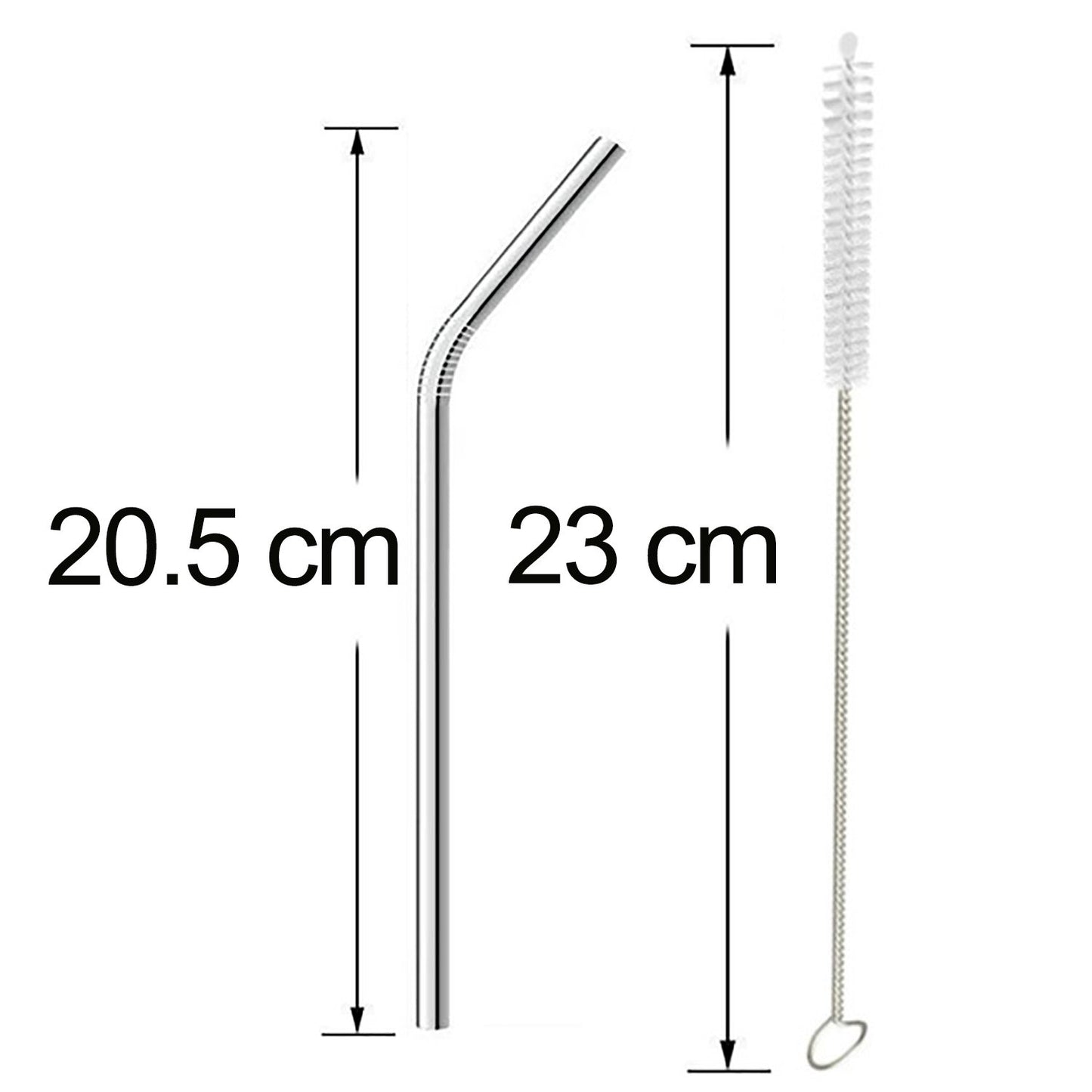 1733 Reusable Stainless Steel Drinking Straws Bent (4 Bent Straws 1 Brush) - Springkart 