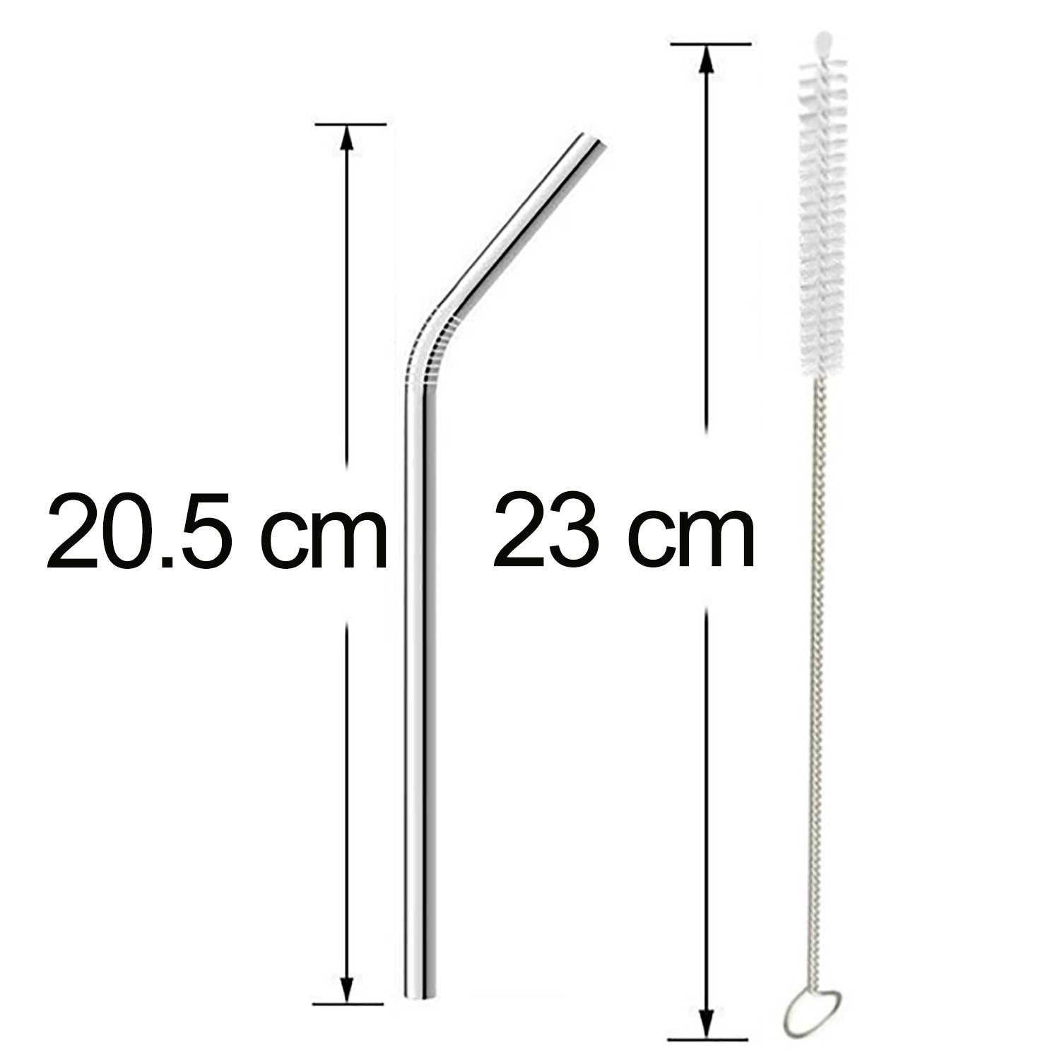 1733 Reusable Stainless Steel Drinking Straws Bent (4 Bent Straws 1 Brush) - Springkart 
