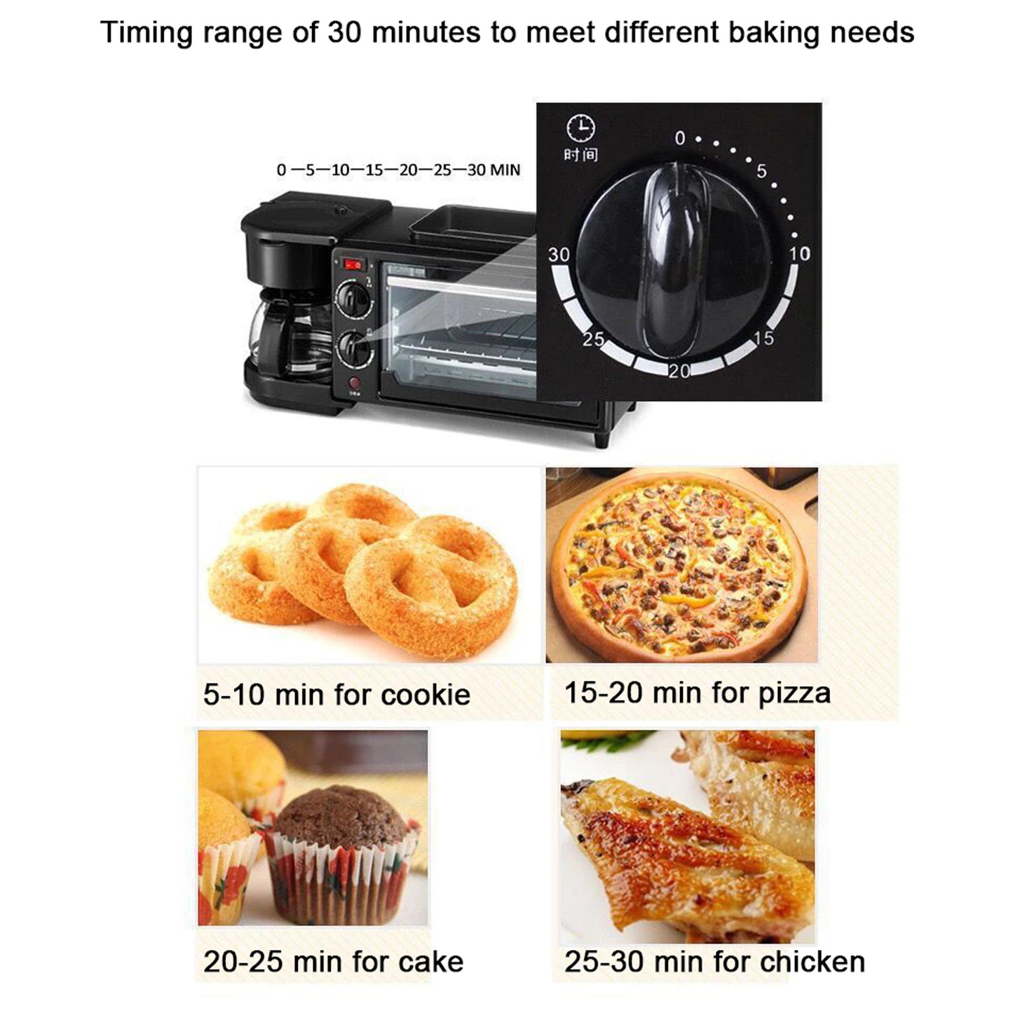 2788 3 In 1 Breakfast Maker Portable Toaster Oven Grill Pan Coffee Maker Full Breakfast Ready At One Go - Springkart 