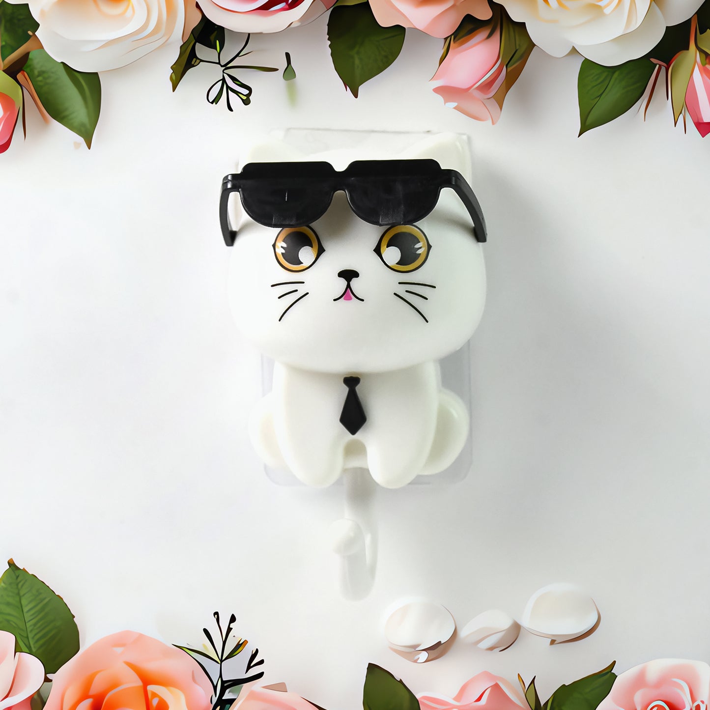 Cat Hook For Wall Cute Cat Key Hook With Sunglasses (1 Pc) - Springkart 