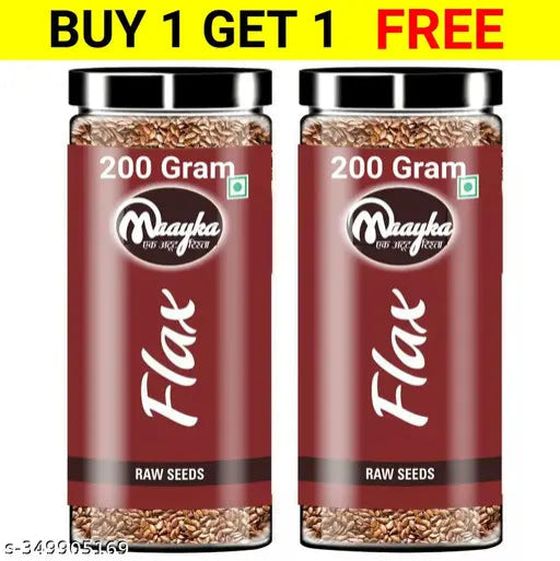 Maayka Premium |Flax Seeds 200 gm x 2 Packs (Buy one get one free)- Alsi Seeds | Fibre Rich | Flax Seeds for Hair Growth | Seeds for Eating