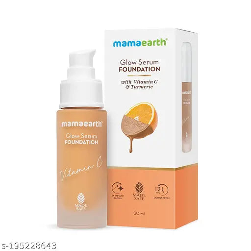Mamaearth Glow Serum Foundation with Vitamin C & Turmeric for 12-Hour Long Stay- 06 Almond Glow - 30 ml