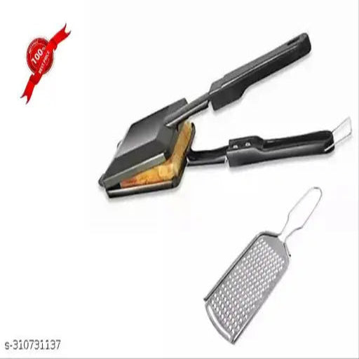 Non Stick, non electric, sandwich maker Coated Gas Toaster (Black) with Stainless steel cheese, ginger, vegetable greater