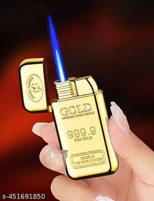 Gold Square bar high Flame Cigarette Pocket Windproof and flameless Lighter - Springkart 