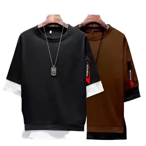 "Men's Combo Oversized Hip Hop T-shirts" (Pack of 2) - Springkart 