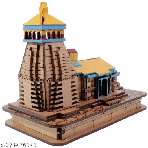 Kedarnath Temple in Wood Color 3D Model Mandir Statue Fully Polished and Hand Crafted Multicolour - Springkart 