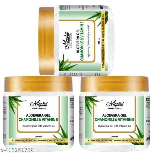 Pure Aloe vera Gel for Skin & Hair Increase Skin Brightening, & Strong Healthy Hair Growth (200ml each, pack of 3 ) - Springkart 