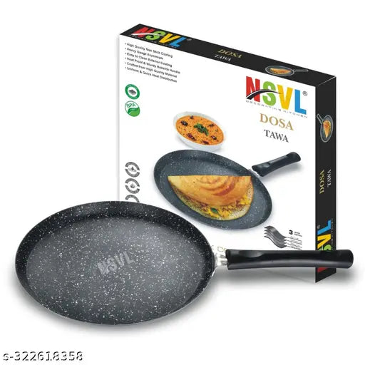 NSVL Non-Stick Dosa Tawa | Granite Finish | PFOA Free | High Temperature Resistant Exterior Coating , 2.4 mm Thickness with Triple Riveted Bakelite Handle