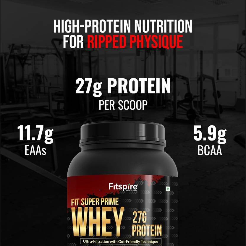 Fitspire Fit Super Prime | 27g Protein Per 50g with L-Arginine | Muscle Growth Recovery & Whey Protein (907 g, Dutche Chocolate)